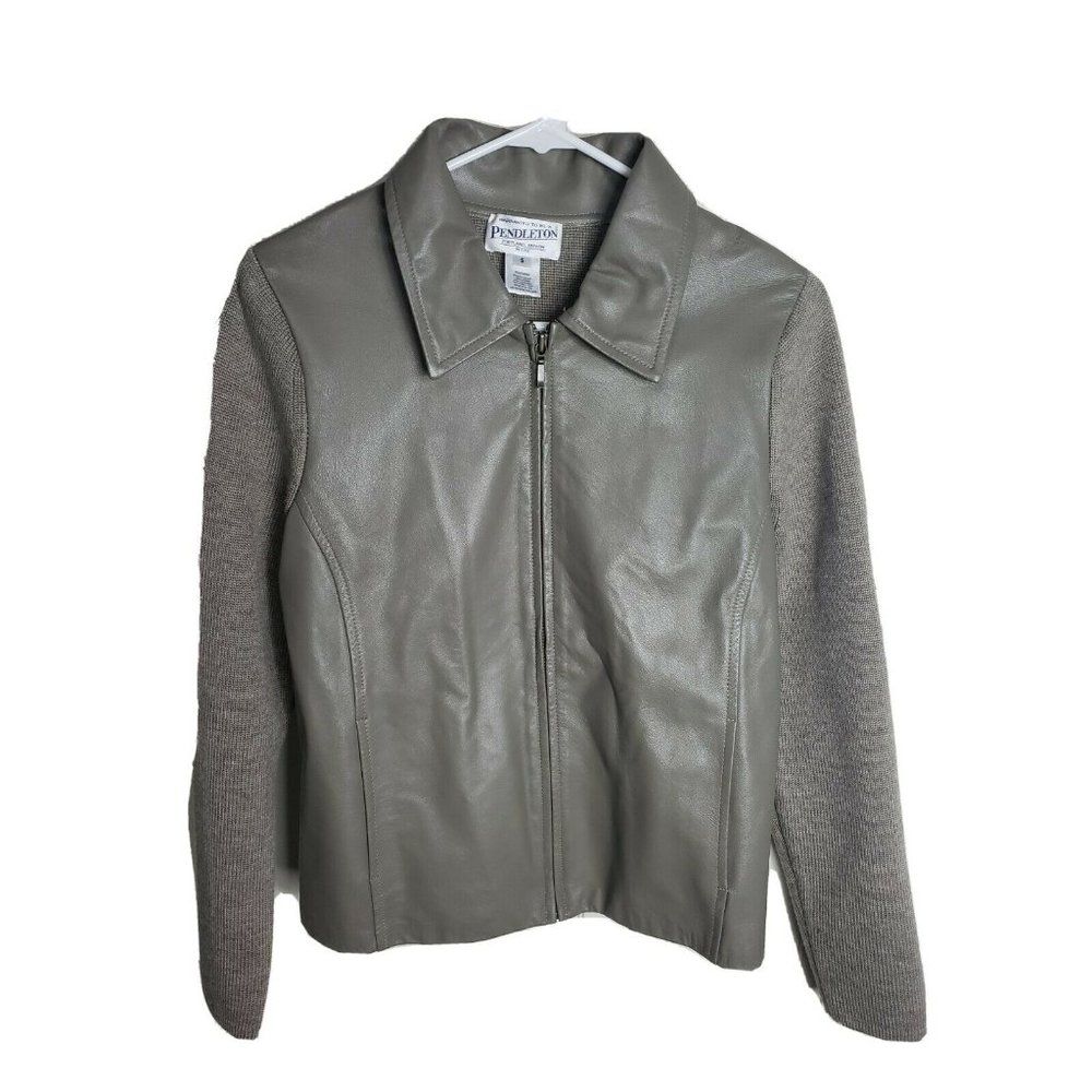 Pendelton Womens Full Zip Leather/Wool Jacket Sz S